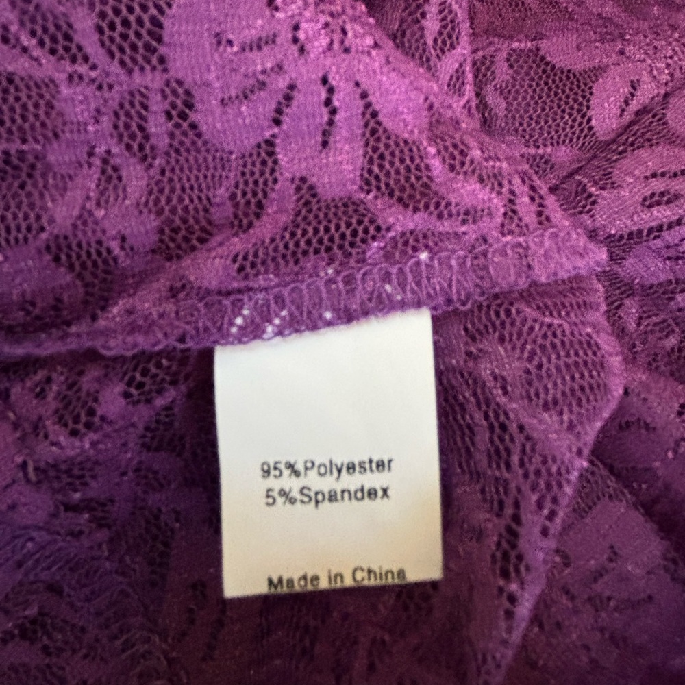 Allegra K Purple Lace Short Sleeve Top - Picture 5 of 7